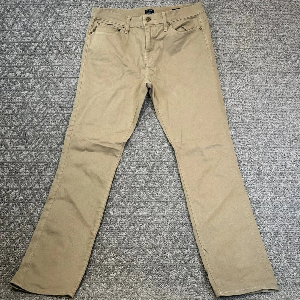 J.Crew Flex Slim‎ Fit Mens Pants W35 L32 Khaki Chinos Cotton Blend